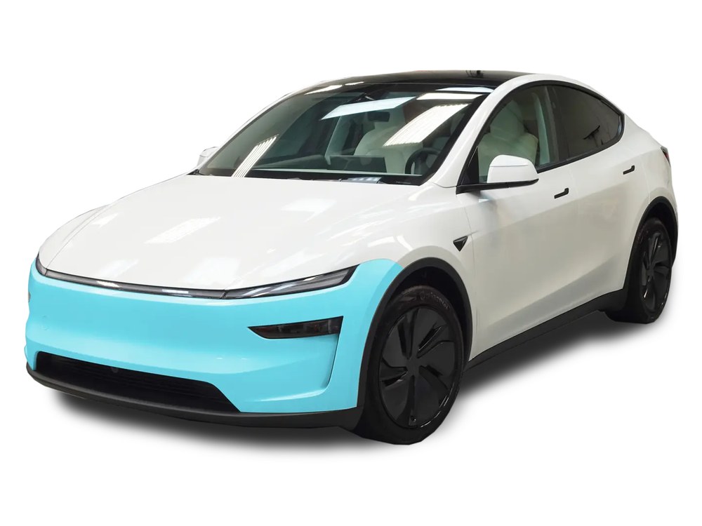 Front bumper coverage shown in blue
