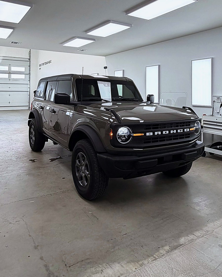Ford Bronco inside the FLEX shop